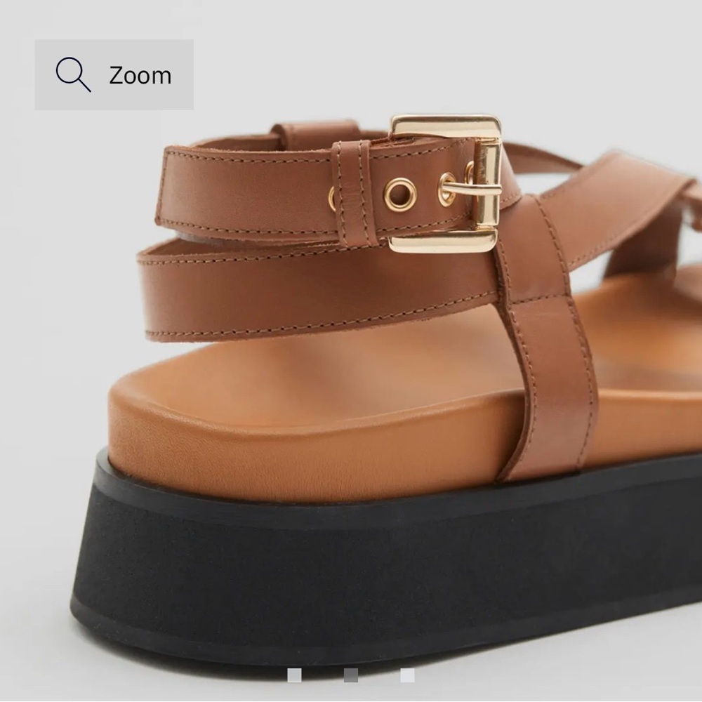 & OTHER STORIES Brown Leather Strappy Chunky Platform Sandals - Picture 3 of 9
